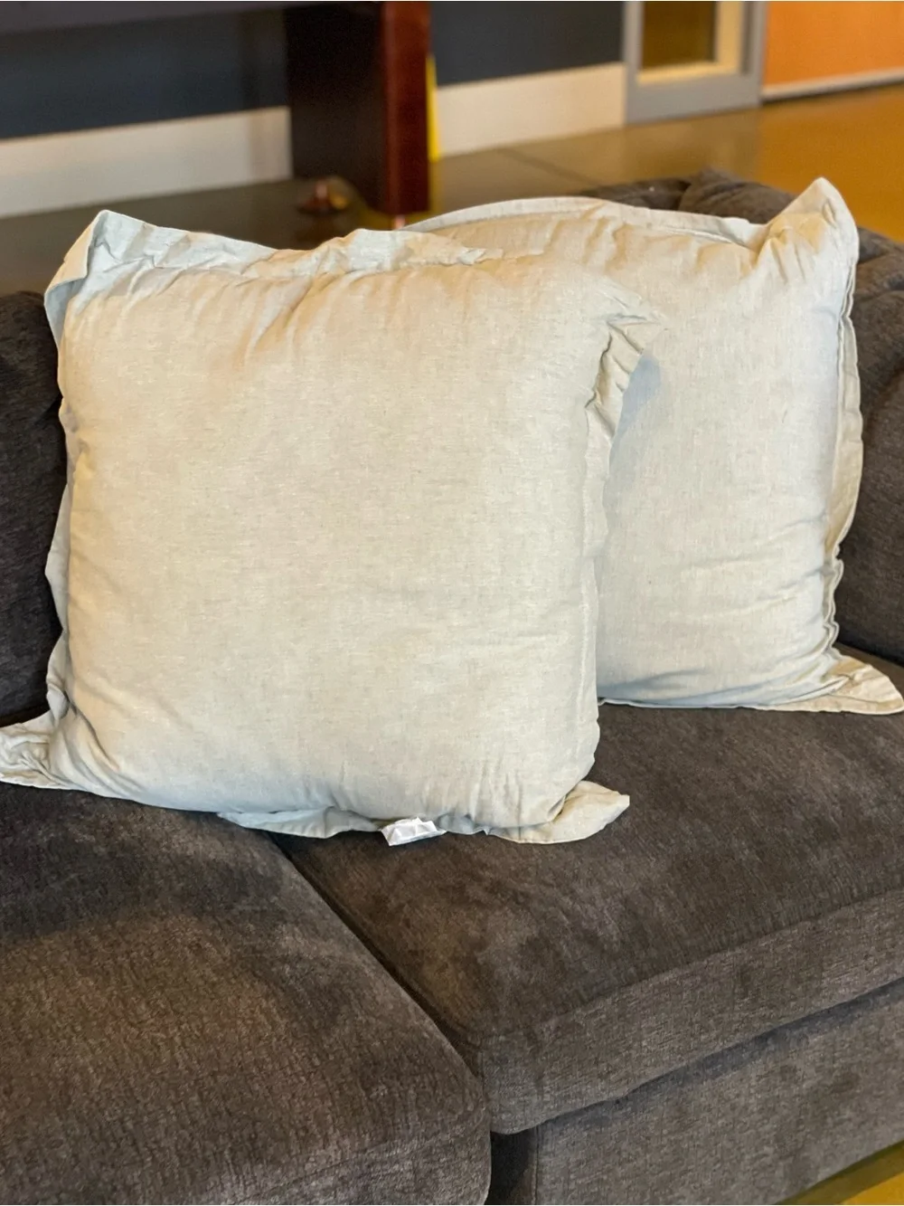 Threshold Light Green Chambray Euro Decorative Linen Throw Pillows - Set of 2